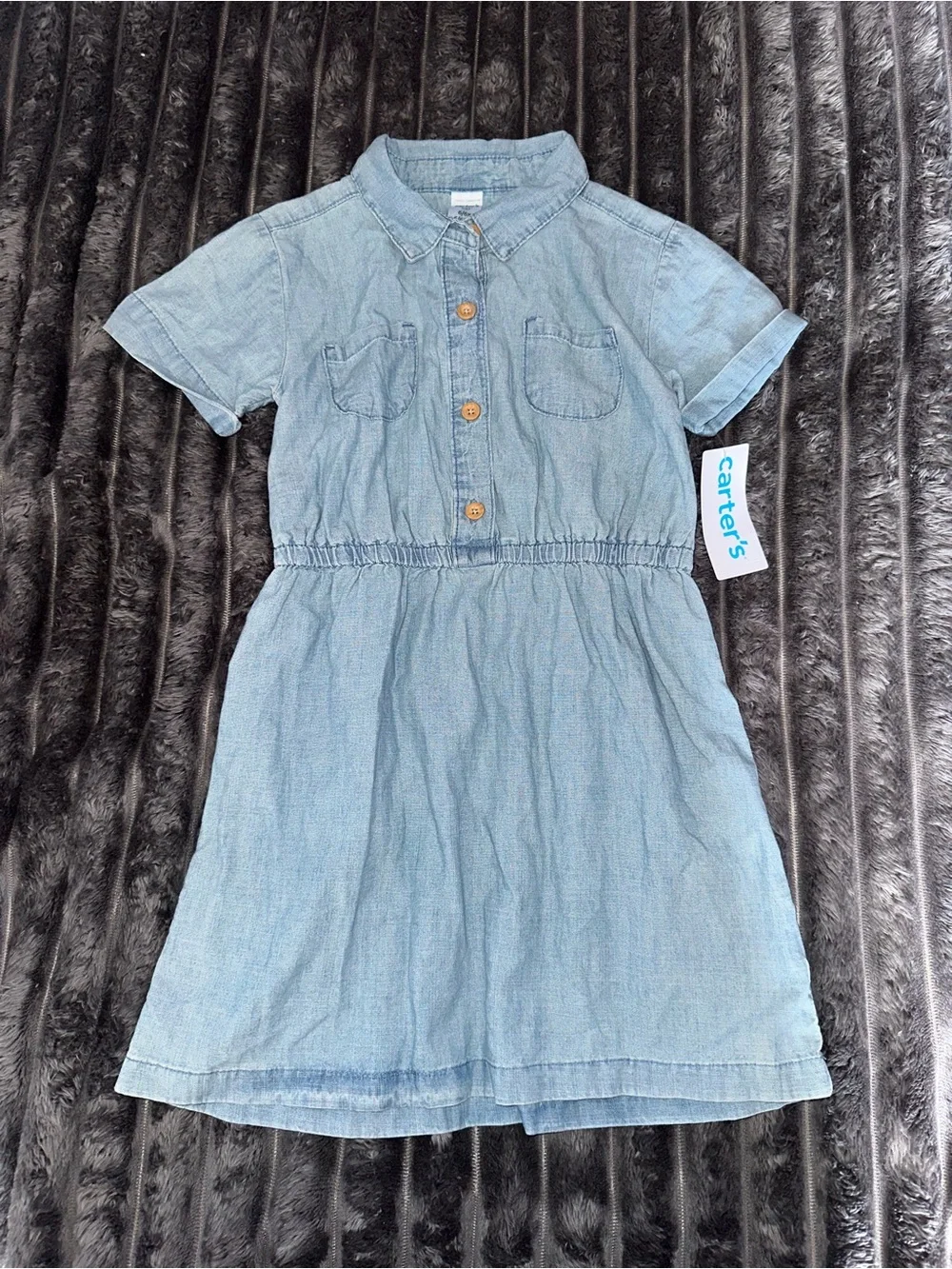 Carter's girls Light Blue Denim Shirt Dress with Button Front
